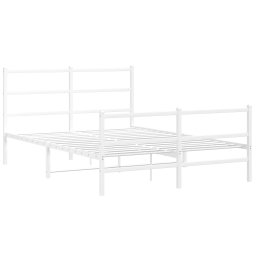 vidaXL Bedframe met hoofd- en voeteneinde metaal wit 140x200 cm