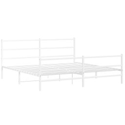 vidaXL Bedframe met hoofd- en voeteneinde metaal wit 193x203 cm