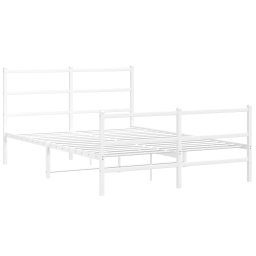 vidaXL Bedframe met hoofd- en voeteneinde metaal wit 135x190 cm