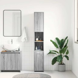 vidaXL Badkamerkast 30x30x183,5 cm bewerkt hout grijs sonoma eiken