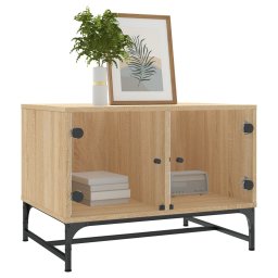 vidaXL Salontafel met glazen deuren 68,5x50x50 cm sonoma eikenkleurig