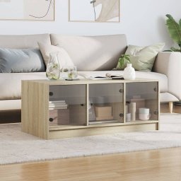 vidaXL Salontafel met glazen deuren 102x50x42 cm sonoma eikenkleurig