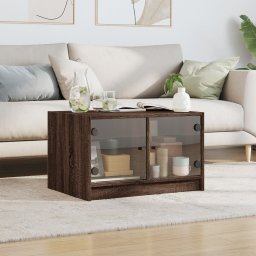 vidaXL Salontafel met glazen deuren 68x50x42 cm bruin eikenkleur