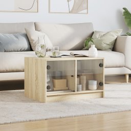 vidaXL Salontafel met glazen deuren 68x50x42 cm sonoma eikenkleurig