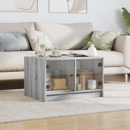 vidaXL Salontafel met glazen deuren 68x50x42 cm grijs sonoma eiken