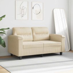 vidaXL Tweezitsbank 120 cm microvezelstof crème