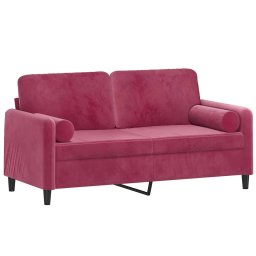 vidaXL Tweezitsbank met sierkussens 140 cm fluweel wijnrood