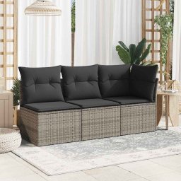 vidaXL Tuinbank zonder armleuning met kussens poly rattan grijs