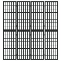 vidaXL Kamerscherm inklapbaar 4 panelen Japanse stijl 160x170 cm zwart