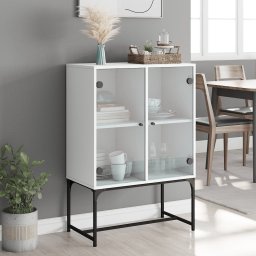 vidaXL Bijzetkast met glazen deuren 69x37x100 cm wit