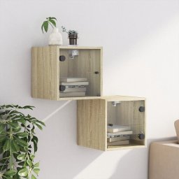 vidaXL Nachtkastjes met glazen deuren 2 st 35x37x35 cm sonoma eiken