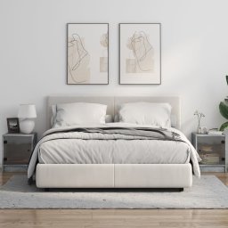 vidaXL Nachtkastjes met glazen deuren 2 st 35x37x42 cm betongrijs