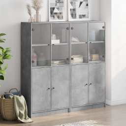 vidaXL Boekenkast met deuren 136x37x142 cm bewerkt hout betongrijs