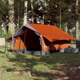 vidaXL Tent 2-persoons waterdicht grijs en oranje