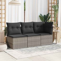 vidaXL Tuinstoel zonder armleuning met kussens poly rattan grijs
