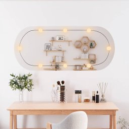 vidaXL Wandspiegel met LED's ovaal 45x100 cm glas