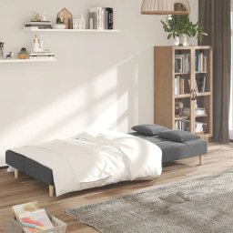 vidaXL Slaapbank 2-zits met 2 kussens stof lichtgrijs
