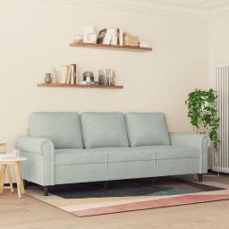 vidaXL Driezitsbank 180 cm fluweel lichtgrijs