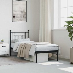 vidaXL Bedframe met hoofdbord metaal zwart 75x190 cm