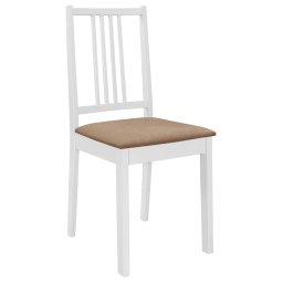 vidaXL Eetkamerstoelen met kussens 6 st massief hout wit