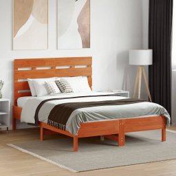 vidaXL Hoofdbord 135 cm massief grenenhout wasbruin