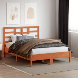 vidaXL Hoofdbord 135 cm massief grenenhout wasbruin