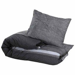 vidaXL Dekbedovertrekset 140x200 cm katoen donkergrijs en zwart