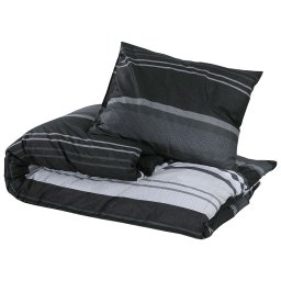 vidaXL Dekbedovertrekset 140x200 cm katoen zwart gestreept