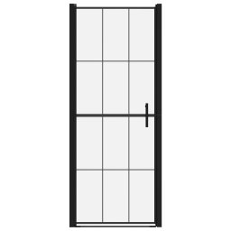 vidaXL Douchedeur 81x195 cm gehard glas zwart