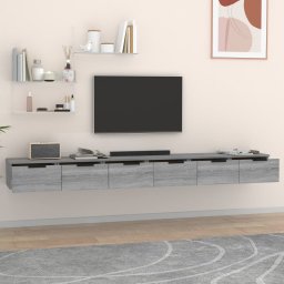 vidaXL Wandkasten 2 st 102x30x20 cm bewerkt hout grijs sonoma