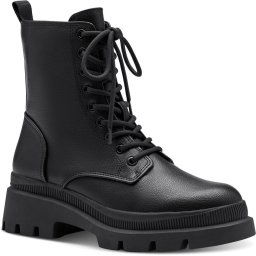 Tamaris -Maat 37- ESSENTIALS-Dames Lace Boot Flat-Tamaris Vegan-zwart matt