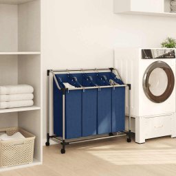 vidaXL Wassorteerder met 4 zakken staal blauw
