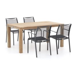 + 15% kassakorting | Apple Bee Hawaii/ROUGH-S 160cm dining tuinset 5-delig stapelbaar - Laagste prijsgarantie!