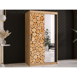 Kledingkast SOSNY 2 schuifdeuren 100 cm artisan eik met spiegel