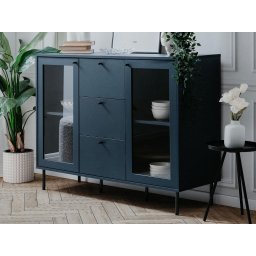 Commode CARACAL 2 deuren 3 lades navy blauw