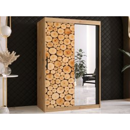 Kledingkast SOSNY 2 schuifdeuren 120 cm artisan eik met spiegel