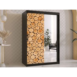 Kledingkast SOSNY 2 schuifdeuren 120 cm mat zwart met spiegel