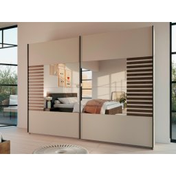 Kledingkast BALOTI 2 schuifdeuren 271 cm atlantische eik/beige met spiegel