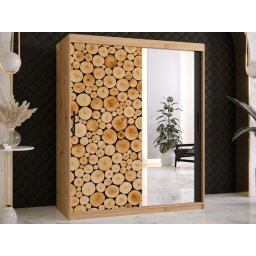 Kledingkast SOSNY 2 schuifdeuren 150 cm artisan eik met spiegel