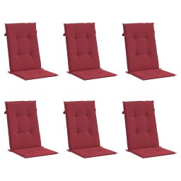 vidaXL Tuinstoelkussens 6 st hoge rug 120x50x3 cm stof wijnrood