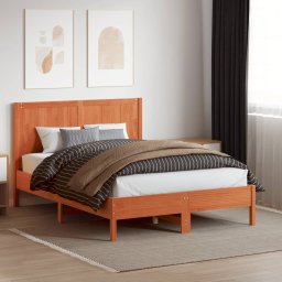 vidaXL Hoofdbord 135 cm massief grenenhout wasbruin