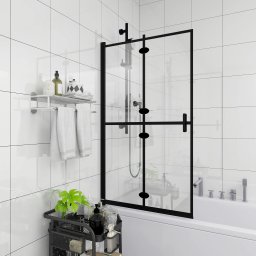 vidaXL Douchewand inklapbaar 80x140 cm ESG zwart