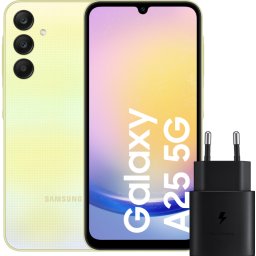 Samsung Galaxy A25 128GB Geel 5G + Samsung Oplader 25 Watt Zwart