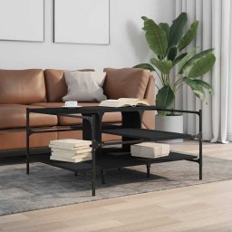 vidaXL Salontafel 100x100x48,5 cm bewerkt hout zwart