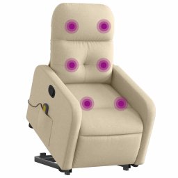 vidaXL Sta-op-massagestoel verstelbaar stof crèmekleurig
