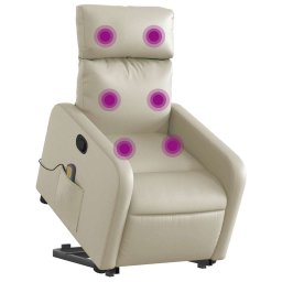 vidaXL Sta-op-massagestoel verstelbaar kunstleer crèmekleurig