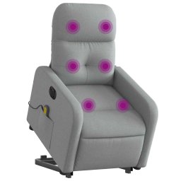 vidaXL Sta-op-massagestoel elektrisch verstelbaar stof lichtgrijs