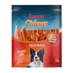 12x250g Chings Gedroogde Kipfilet Mega- Rocco Hondensnacks