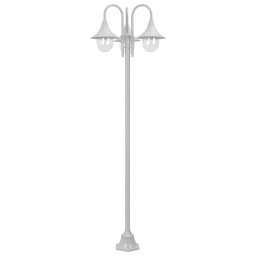 vidaXL Paalverlichting tuin E27 220 cm aluminium wit 3-delig