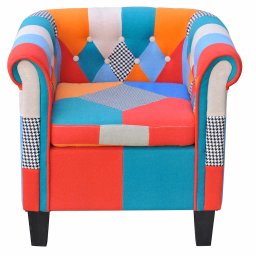 vidaXL Fauteuil met patchwork stof meerkleurig